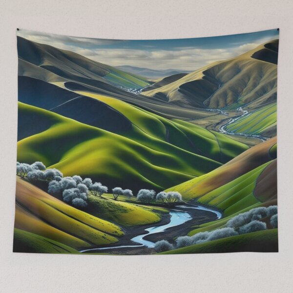 Aperçu de l'œuvre Majestic Hills - Rolling Hills - Nature Landscape Digital Art Collection créée et vendue par artbankai.