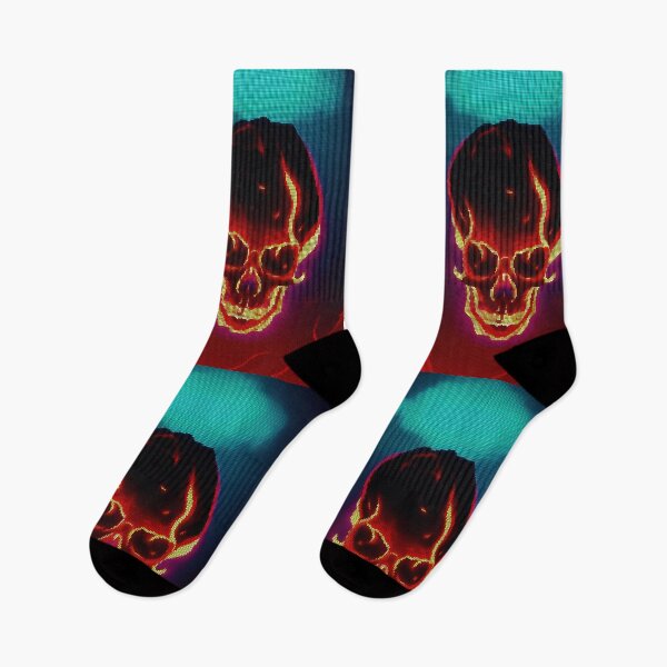 Aperçu de l'œuvre Flaming Glowing Skull 8-bit Pixel Art créée et vendue par PixelDripped.