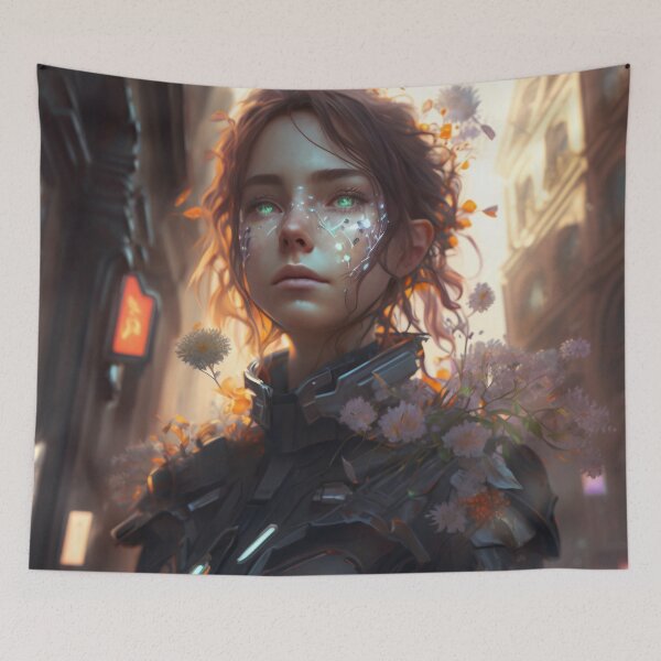 Item preview, Blooming in the Metropolis: A Girl Cyborg's Urban Oasis designed and sold by oanaunciuleanu.
