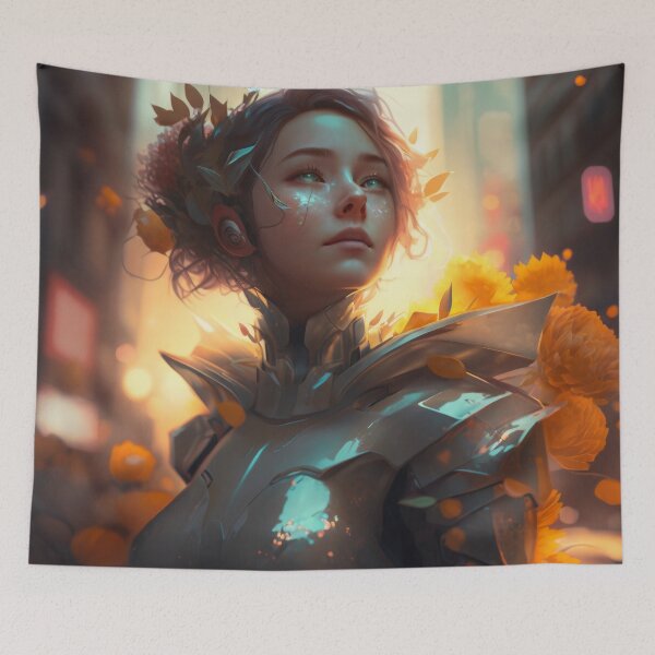 Item preview, Blooming in the Metropolis: A Girl Cyborg's Urban Oasis designed and sold by oanaunciuleanu.