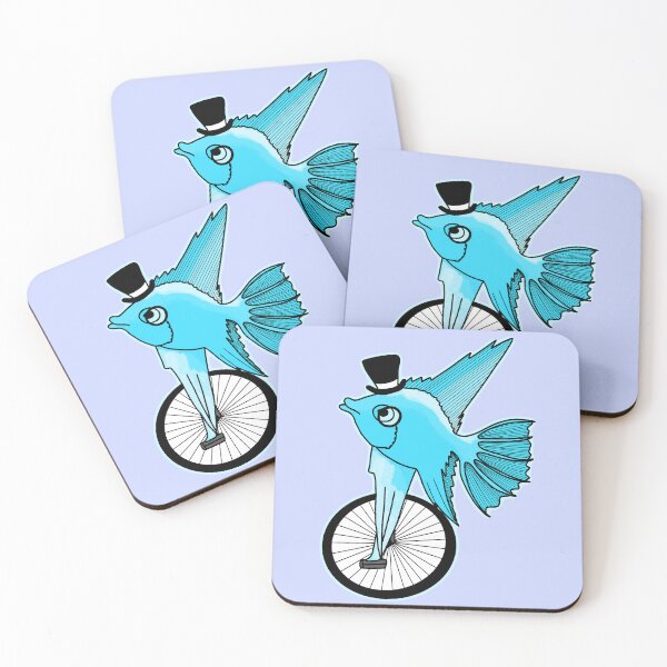 Item preview, Fish on unicycle blue designed and sold by Freddie Hagström.