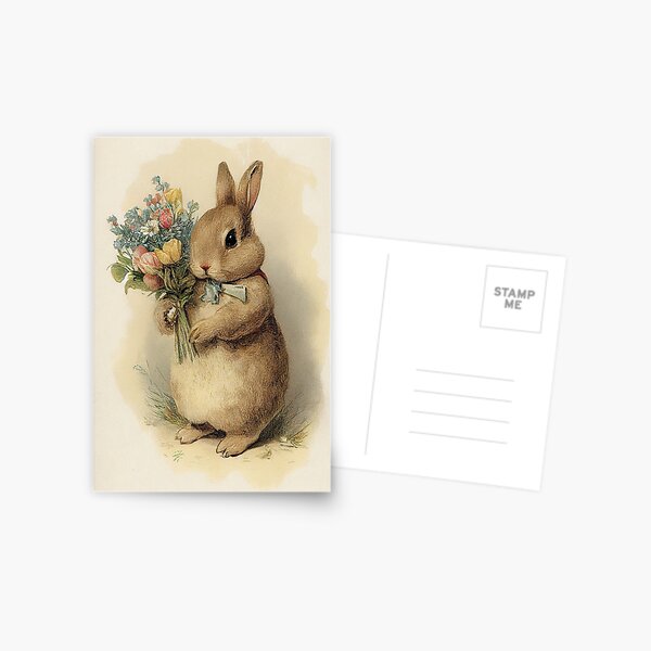 Artikel-Vorschau von Wunderschönes Ostergrußkartendesign - Osterhase mit Blumenstrauß Aquarellmalerei, designt und verkauft von PixelView Media.