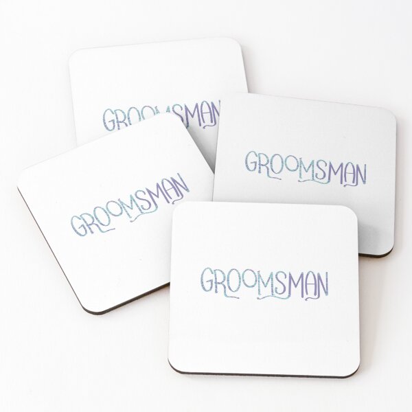 Item preview, Groomsman typography label glitch violet designed and sold by chuckletuckle.