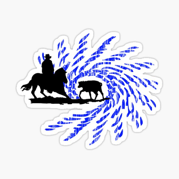 Working Cow Horse Blue Swirl Sticker