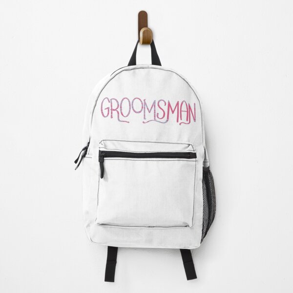 Item preview, Groomsman typography label glitch pink blue designed and sold by chuckletuckle.