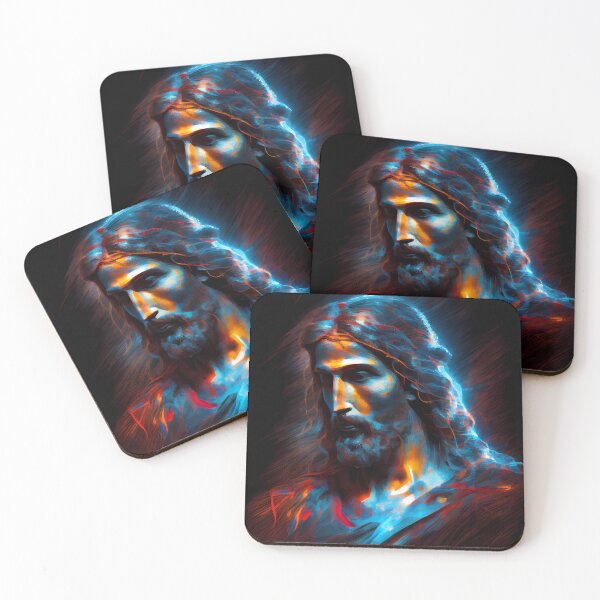Item preview, Abstract Jesus Christ Portrait Bioluminescent AI Artwork designed and sold by GotPink.