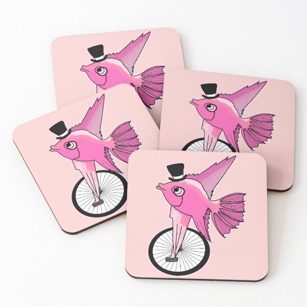 Item preview, Fish on unicycle pink designed and sold by Freddie Hagström.