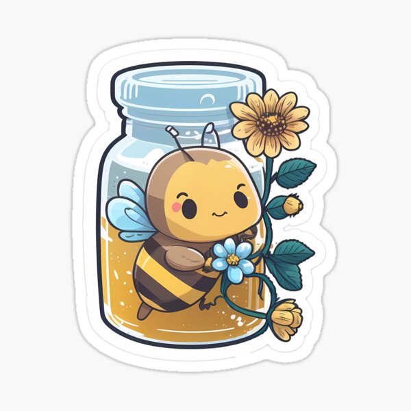 Cute bee with white flower cartoon bee gifts' Sticker