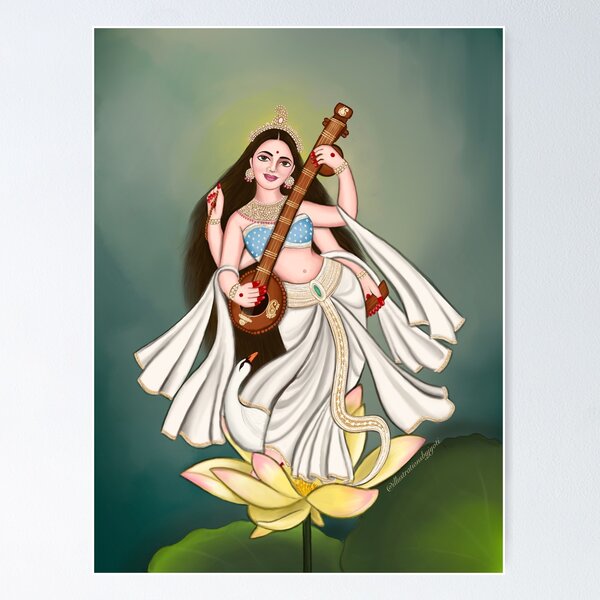 Buy Maa Saraswati Drawing 40785 Poster Online at Best Prices by Top World  Artist.