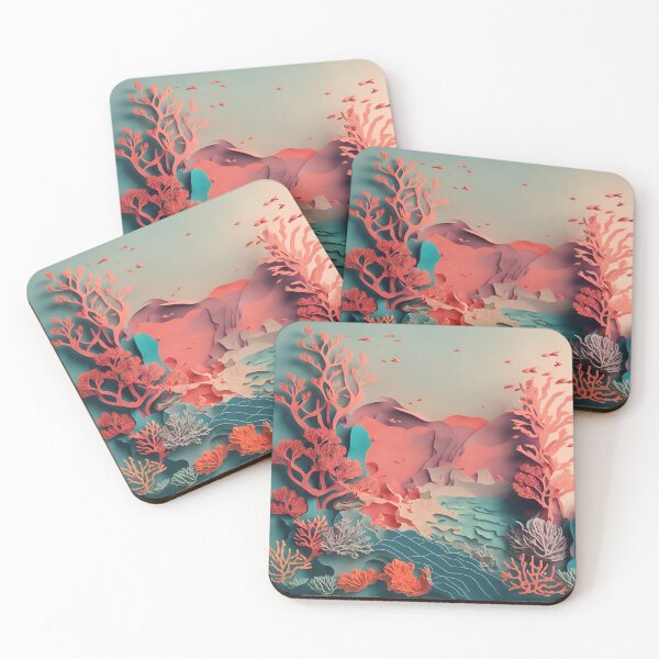 Item preview, Pink Coral Reef in Paper art style designed and sold by FormFinder.