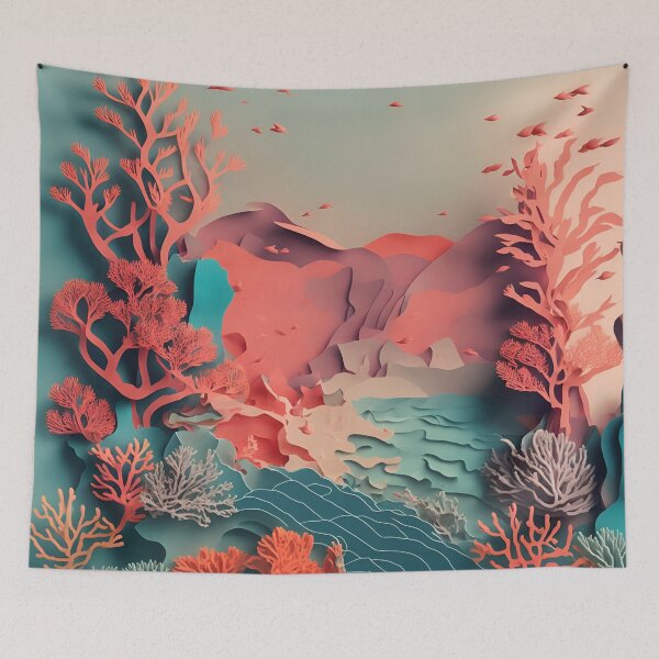 Item preview, Pink Coral Reef in Paper art style designed and sold by FormFinder.