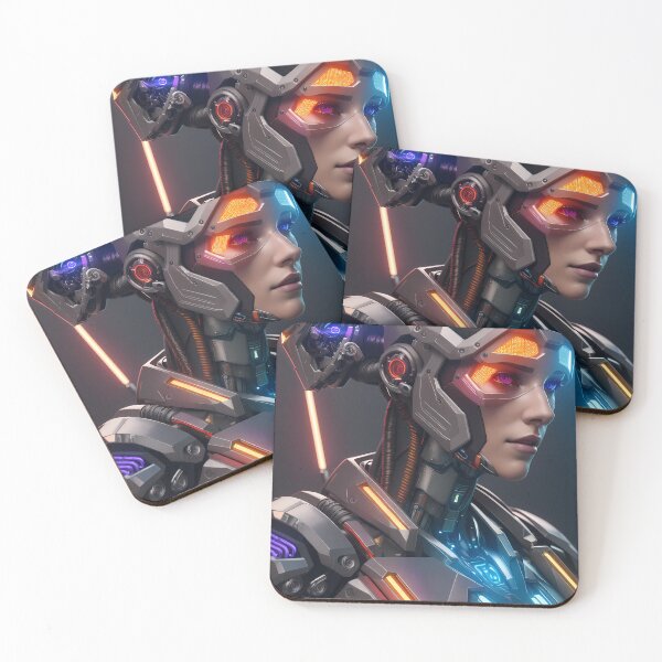 Item preview, Futurist Cyborg Woman Machine Red Blue Eyes - Cyberpunk Collection designed and sold by SpektroDesign.
