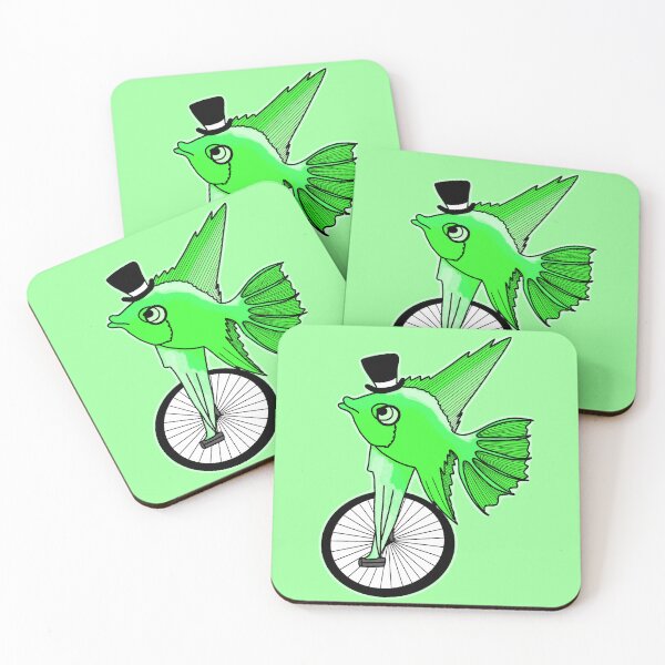 Item preview, Fish on unicycle green designed and sold by Freddie Hagström.