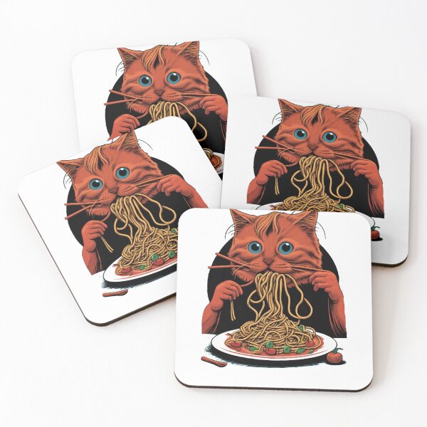 Item preview, Cute Cat Eating Spaghetti designed and sold by Coolea.