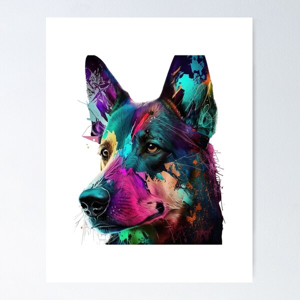 Item preview,  This colorful dog face art is a vibrant and eye-catching piece that features a close-up of a happy and playful dog's face. designed and sold by Victornewyork.