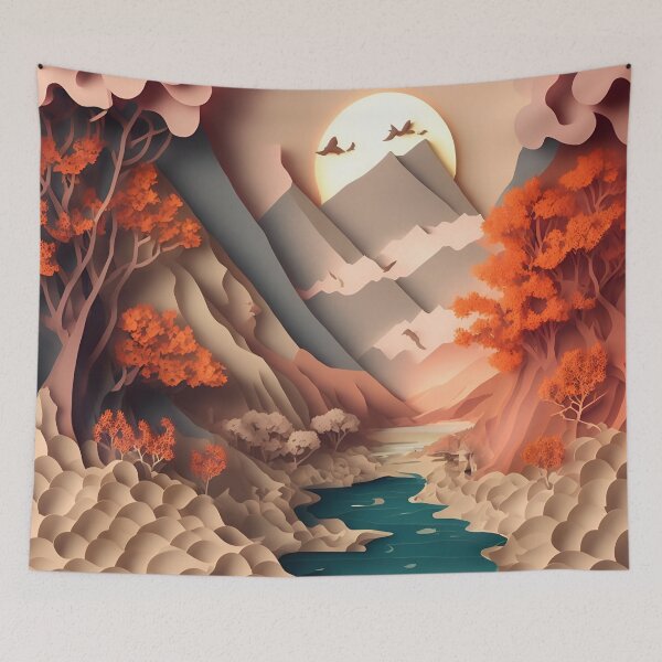 Item preview, Mountain Valley Dream in Paper art style designed and sold by FormFinder.