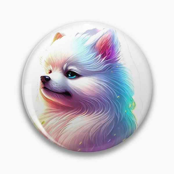 Item preview, Cute white blue-eyed Pomsky/Mini Husky Puppy digital art drawing for printables designed and sold by BHC-P.
