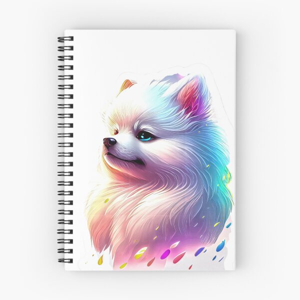 Item preview, Cute white blue-eyed Pomsky/Mini Husky Puppy digital art drawing for printables designed and sold by BHC-P.