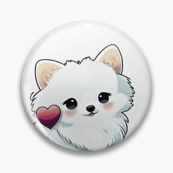Item preview, Cute White blue-eyed Pomsky/Mini Husky Puppy digital art drawing for printables designed and sold by BHC-P.