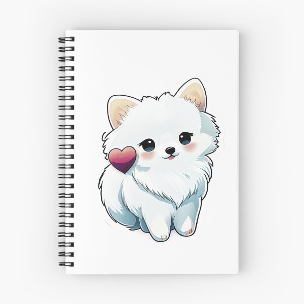 Item preview, Cute White blue-eyed Pomsky/Mini Husky Puppy digital art drawing for printables designed and sold by BHC-P.