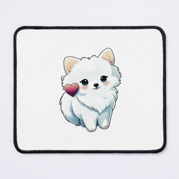 Item preview, Cute White blue-eyed Pomsky/Mini Husky Puppy digital art drawing for printables designed and sold by BHC-P.