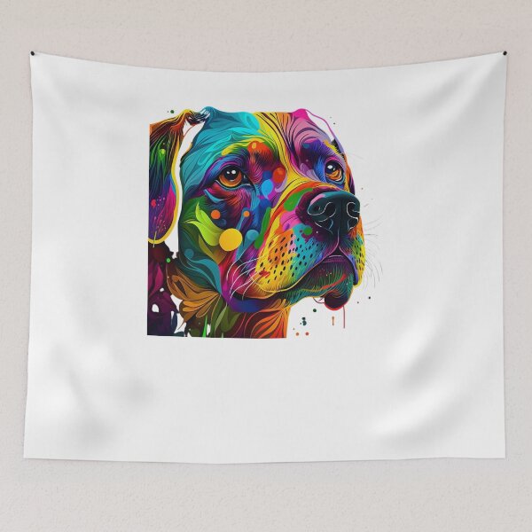 Item preview, This dog face art is a vibrant and eye-catching piece that features a close-up of a happy and playful dog's face. designed and sold by Victornewyork.