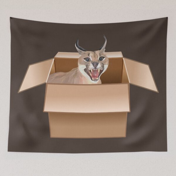 Item preview, Caracal Cat Peeping from Cardboard Box designed and sold by Deborah Camp.