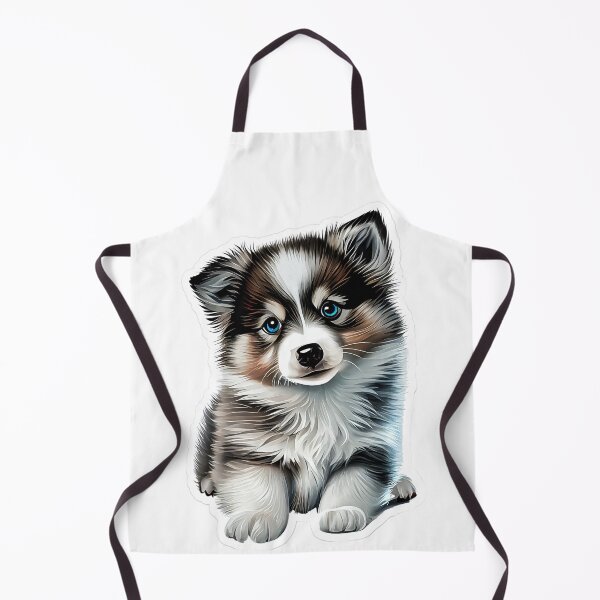 Item preview, Cute Silver blue-eyed Pomsky/Mini Husky Puppy digital art drawing for printables designed and sold by BHC-P.