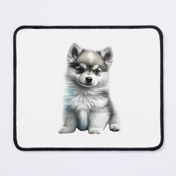Item preview, Cute Silver blue-eyed Pomsky/Mini Husky Puppy digital art drawing for printables designed and sold by BHC-P.