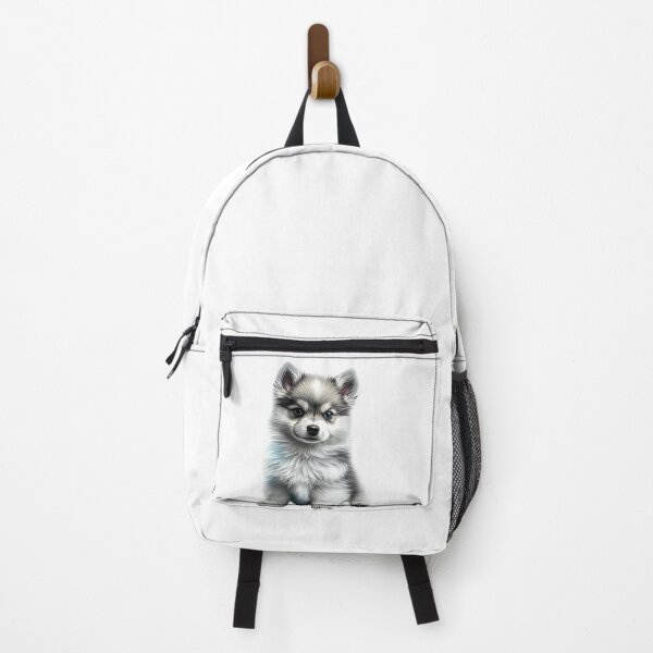 Item preview, Cute Silver blue-eyed Pomsky/Mini Husky Puppy digital art drawing for printables designed and sold by BHC-P.