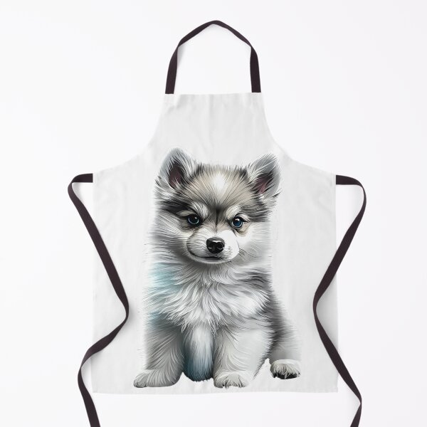 Item preview, Cute Silver blue-eyed Pomsky/Mini Husky Puppy digital art drawing for printables designed and sold by BHC-P.