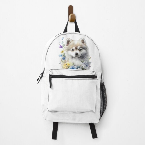 Item preview, Cute watercolor Silver blue-eyed Pomsky/Mini Husky Puppy digital art drawing for printables designed and sold by BHC-P.