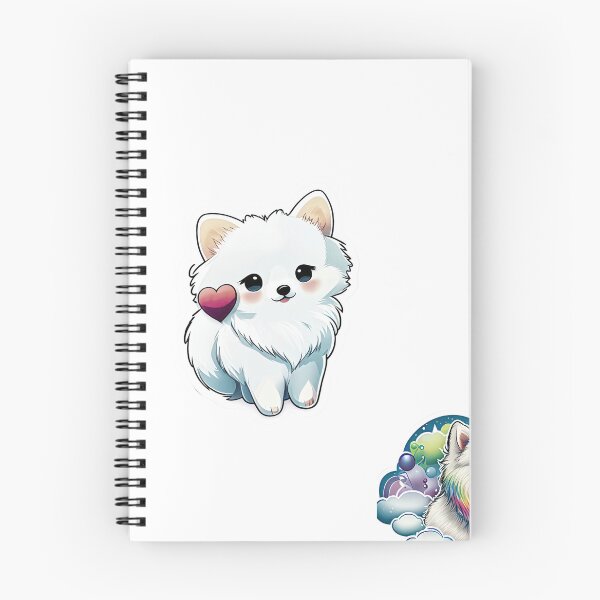 Item preview, Sticker bundle Cute White blue-eyed Pomsky/Mini Husky Puppy digital art drawing for printables designed and sold by BHC-P.