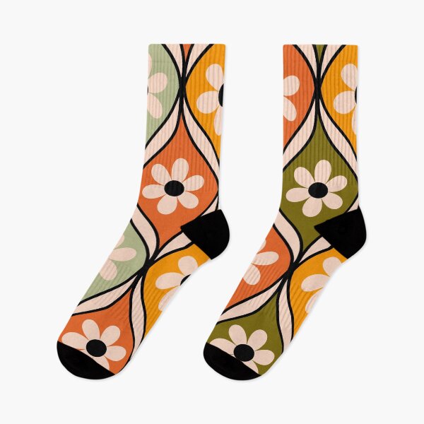 Item preview, Mid Century Modern Colorful Seamless Ogee Pattern With Minimal Flower - Orange and Yellow designed and sold by bsksinghal.