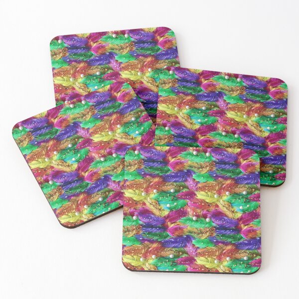 Item preview, mardigras feathers, sequins, bling, pattern designed and sold by Dance Vibes: Blingit Studios.