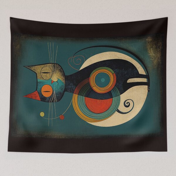 Item preview, Mid Century Cat 22 Abstract Art Print Painting Wall Decor designed and sold by winterkitty88.