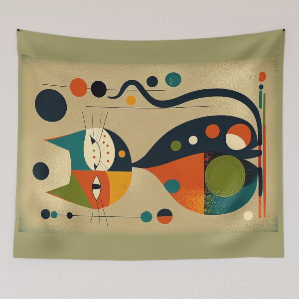 Item preview, Mid Century Cat 21 Abstract Art Print Painting Wall Decor designed and sold by winterkitty88.