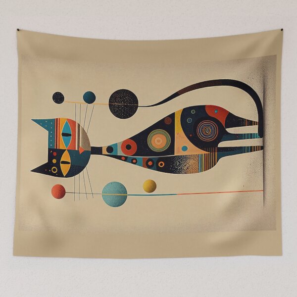 Item preview, Mid Century Cat 20 Abstract Art Print Painting Wall Decor designed and sold by winterkitty88.