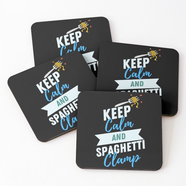 Item preview, keep calm and spaghetti clamp funny quote designed and sold by IHRArt.