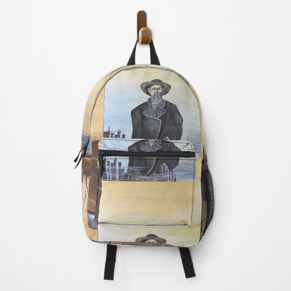 Item preview, Man With Hat and Black Coat Standing by a City and Ship Wreck, Ocean, with Yellow Skies Water-colour and Ink Painting By Robert Dillon designed and sold by Layla Hindikka.