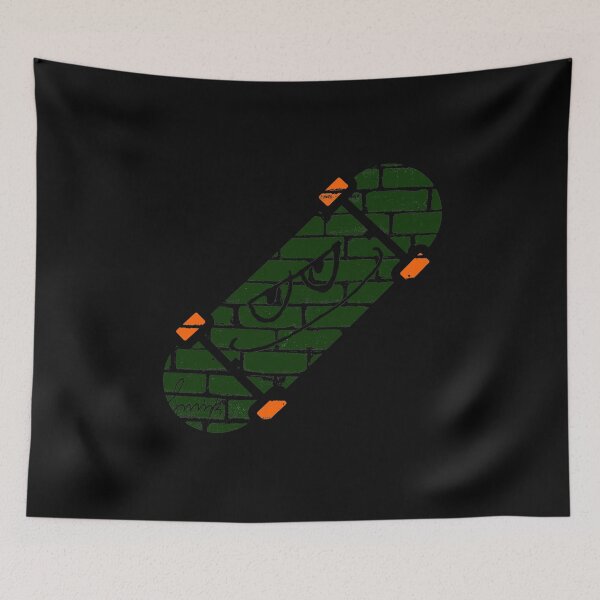 Item preview, Smirk Green Graffiti Brick Wall Skateboard designed and sold by efoze.