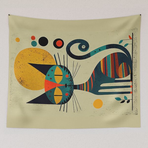 Item preview, Mid Century Cat 19 Abstract Art Print Painting Wall Decor designed and sold by winterkitty88.