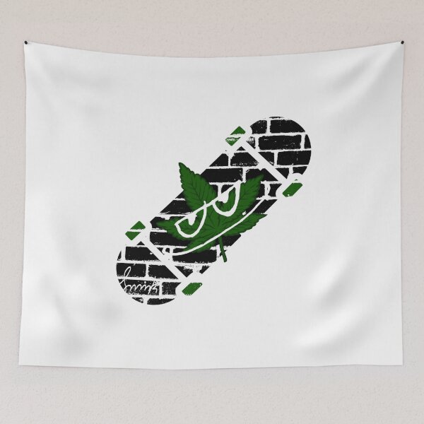 Item preview, Smirk Weed Graffiti Brick Wall Skateboard designed and sold by efoze.