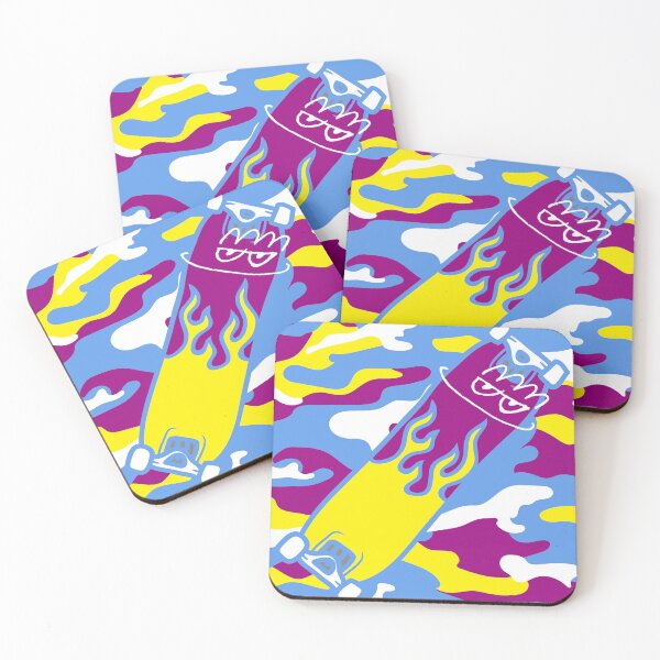 Item preview, Smirk Purple Camouflage Flame Skateboard designed and sold by efoze.
