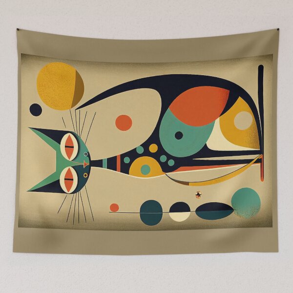 Item preview, Mid Century Cat 18 Abstract Art Print Painting Wall Decor designed and sold by winterkitty88.