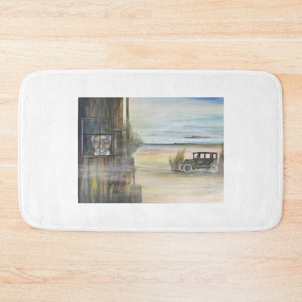 Item preview, Vintage Car, and Bike, Old Man in Wood Home, Sand horizon and Blue Skies Water-colour and Ink Painting By Robert Dillon  designed and sold by Layla Hindikka.