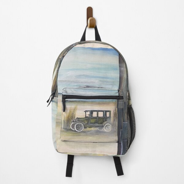 Item preview, Vintage Car, and Bike, Old Man in Wood Home, Sand horizon and Blue Skies Water-colour and Ink Painting By Robert Dillon designed and sold by Layla Hindikka.