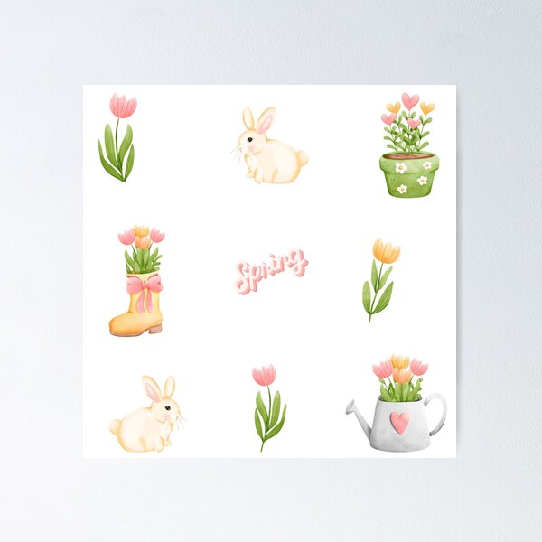 Item preview, Spring Collage - Flowers and Bunnies designed and sold by silviaol.