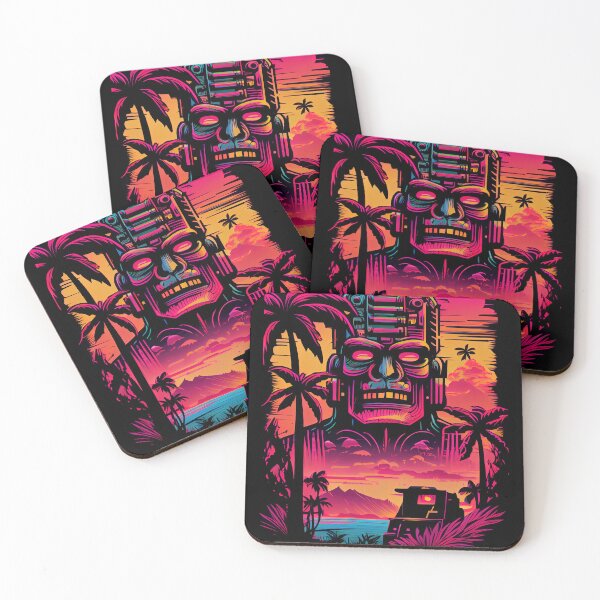 Item preview, Synthwave Retrowave Sunset Tiki Island Colorful Graphic designed and sold by SpookshowDesign.