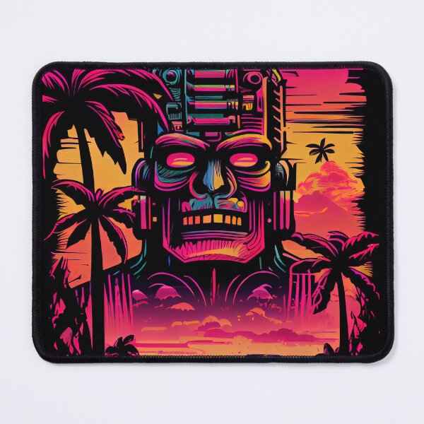 Item preview, Synthwave Retrowave Sunset Tiki Island Colorful Graphic designed and sold by SpookshowDesign.
